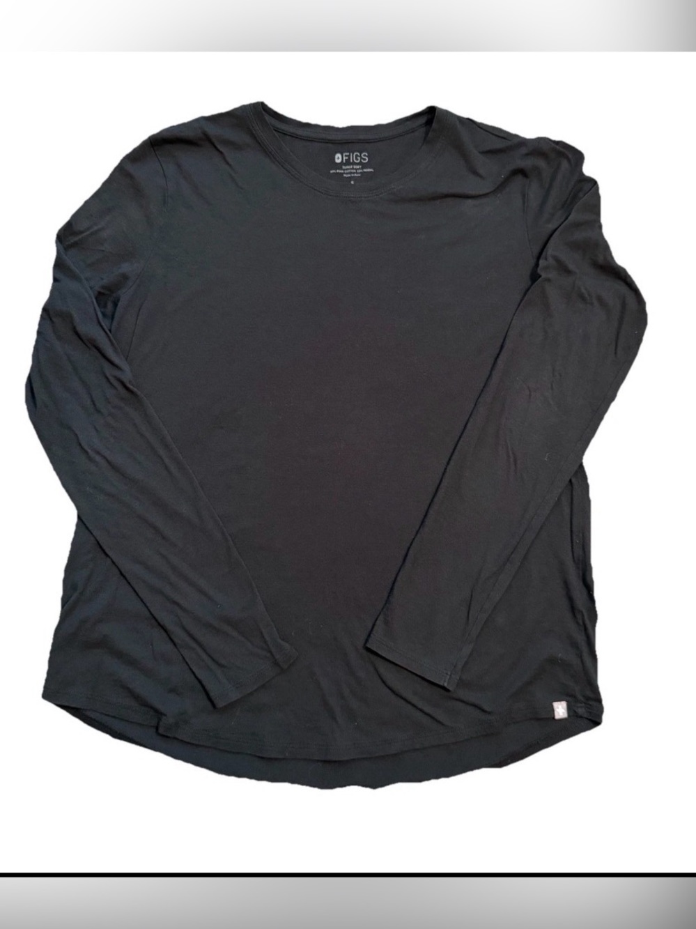 FIGS Super Soft Long Sleeve Tshirt Black Sz S Medical Scrubs Healthcare